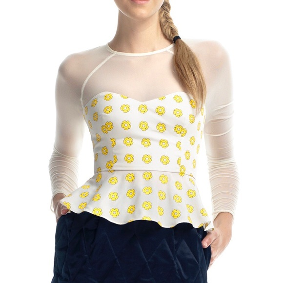NWT Opening Ceremony daisy print mesh top - Picture 1 of 8